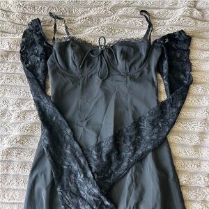 Princess Polly Black Ashwood Lace Mini Dress